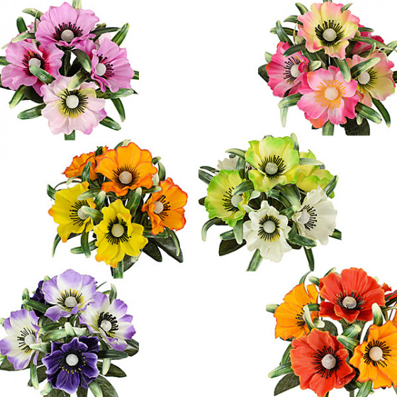 Искусственные цветы букет маков Коробочка, 21см  374 изображение 3
