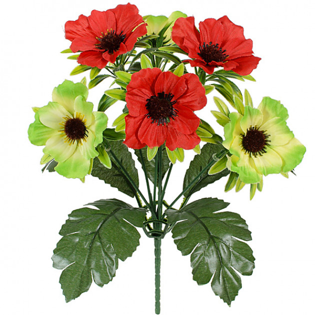Искусственные цветы букет маки атласные двухцветные, 29см  378 изображение 2439