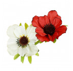 Искусственные цветы букет маки атласные двухцветные, 29см  378 изображение 4