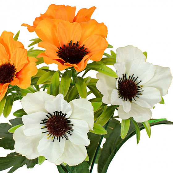 Искусственные цветы букет маки атласные двухцветные, 29см  378 изображение 8