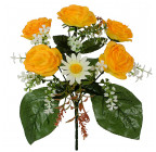 Искусственные цветы букет розы декоративные с ромашками, 28см  385 изображение 1
