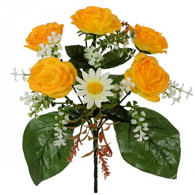 Искусственные цветы букет розы декоративные с ромашками, 28см  385 изображение 2443