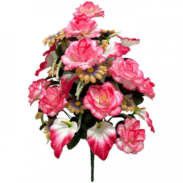 Искусственные цветы букет роз с каллами и ромашками, 68 см 0178/Р изображение 4278
