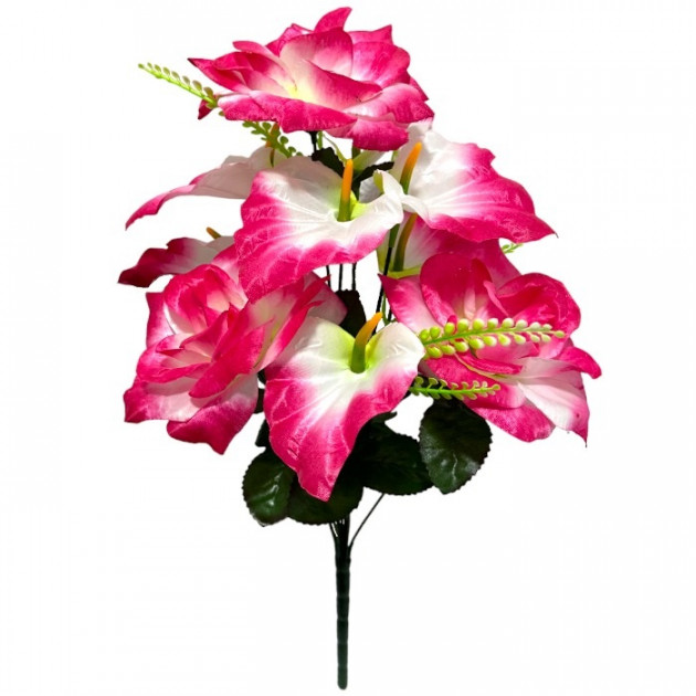 Искусственные цветы букет роз с каллами, 52 см 0177/Р изображение 4277