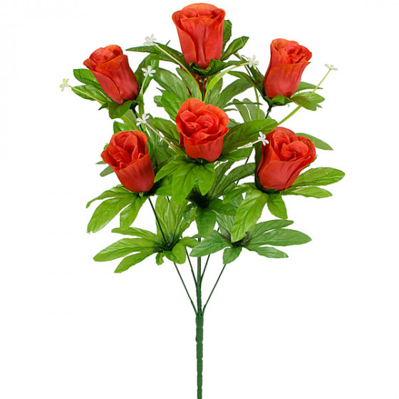 Искусственные цветы букет роза стаканчик в юбке, 60см  7091 изображение 4