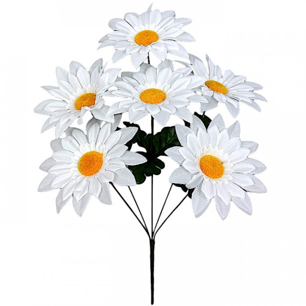 Штучні квіти букет ромашки білі високі, 50см 6108 зображення 4450