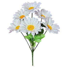 Искусственные цветы букет ромашка белая 6-ка, 33см  7118 изображение 4356