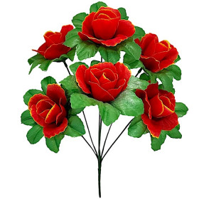 Искусственные цветы букет розы на подложке, 37см  7122 изображение 4381