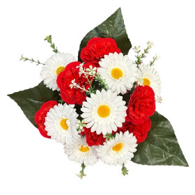 Искусственные цветы букет бархатные гвоздики с ромашками, 36см  8084 изображение 4341