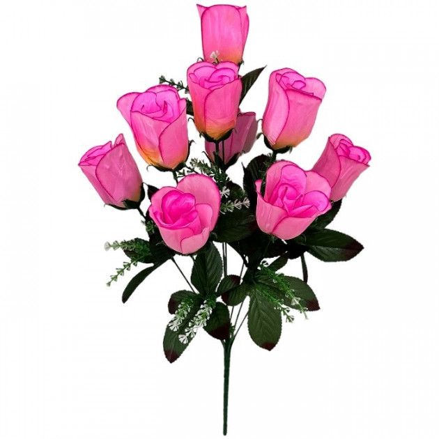 Штучні квіти букет бутони троянд Дев'ятка, 58см 8087 зображення 4343