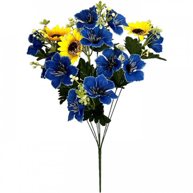 Искусственные цветы букет васильки и подсолнухи серия Украина, 55см  8202 изображение 4423