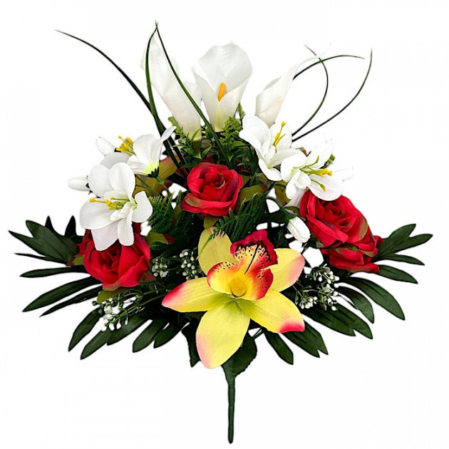 Искусственные цветы букет микс орхидеи, розы, каллы, 48см  330 изображение 4410