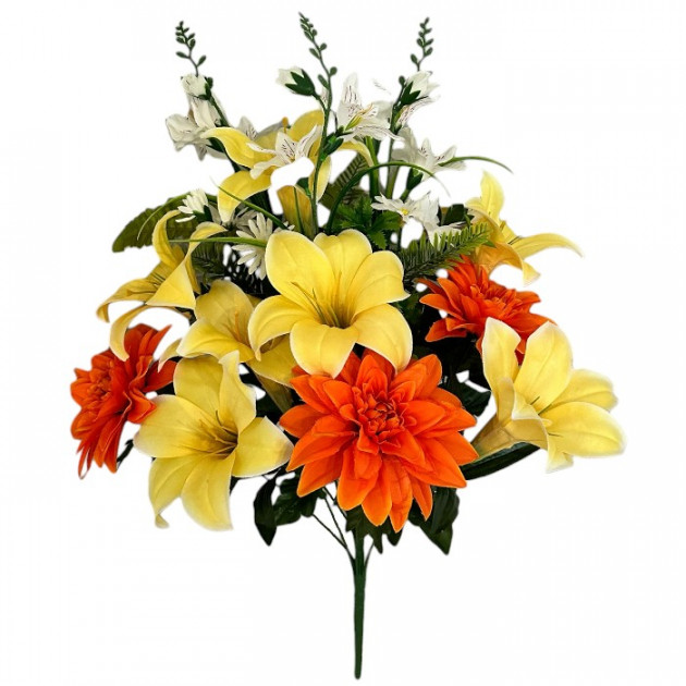 Искусственные цветы букет микс хризантемы, лилии, альстромерии, 70см  331 изображение 4411