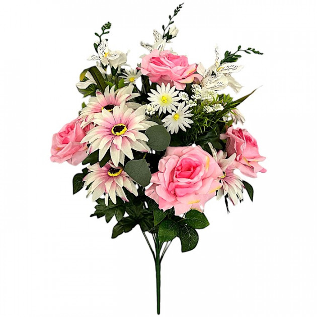 Искусственные цветы букет микс розы, астры, альстромерии, 65см  332 изображение 4412