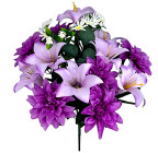 Искусственные цветы букет микс лилии, хризантемы, ромашки, 60см  335 изображение 1