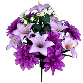 Искусственные цветы букет микс лилии, хризантемы, ромашки, 60см  335 изображение 4413
