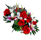 Искусственные цветы букет микс розы, лилии, альстромерии, 56см  336 изображение 1