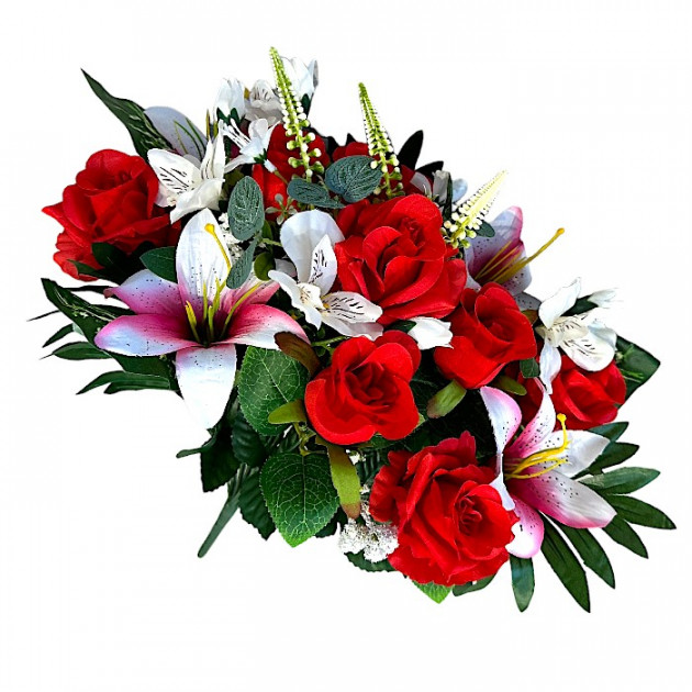 Штучні квіти букет мікс троянди, лілії, альстромерії, 56см 336 зображення 4414