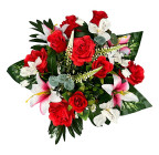 Штучні квіти букет мікс троянди, лілії, альстромерії, 56см 336 зображення 2