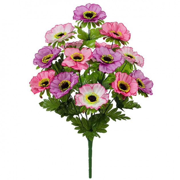 Искусственные цветы букет маков трехцветный, 52см  566 изображение 366