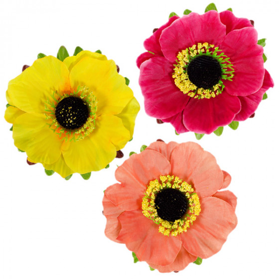 Искусственные цветы букет маков трехцветный, 52см  566 изображение 6