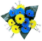 Штучні квіти букет айстри жовто-блакитні серія Україна, 36см 8077/1/ж/б зображення 1