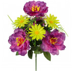 Искусственные цветы букет пион фиолетовый с ромашкой, 35см 7/Р изображение 1