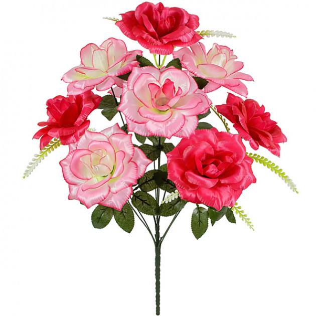 Искусственные цветы букет крупной розы, 62см  067 изображение 2380