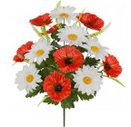 Искусственные цветы букет ромашек с атласными маками, 50см 068/Р изображение 1