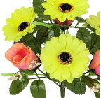 Искусственные цветы букет гербер и бутонов роз, 32см 6/Р изображение 2