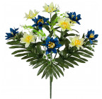 Искусственные цветы букет хризантемы атласные на пальмовых листах,  46см 7048/Р изображение 1