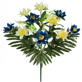 Штучні квіти букет хризантеми атласні на пальмових листах, 46см 7048/Р зображення 3722