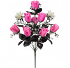 Искусственные цветы букет  розы атласные с темными листьями, 55см 1067 изображение 1
