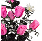 Искусственные цветы букет  розы атласные с темными листьями, 55см 1067 изображение 2