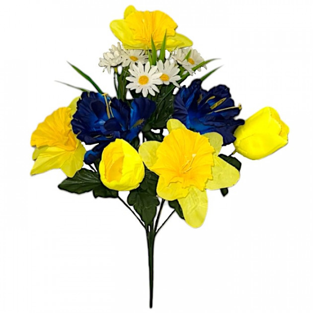 Искусственные цветы букет тюльпаны, ирисы, нарциссы серия Украина, 50см 342/Р изображение 4482