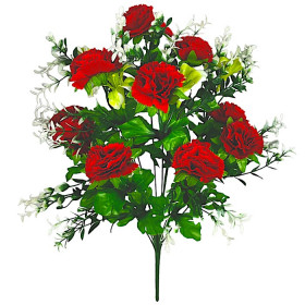 Искусственные цветы букет бархатные гвоздики с зеленью, 50см  9192 изображение 4627