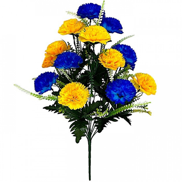Искусственные цветы букет гвоздик Победа серия Украина, 58см  748 ж/б изображение 4351