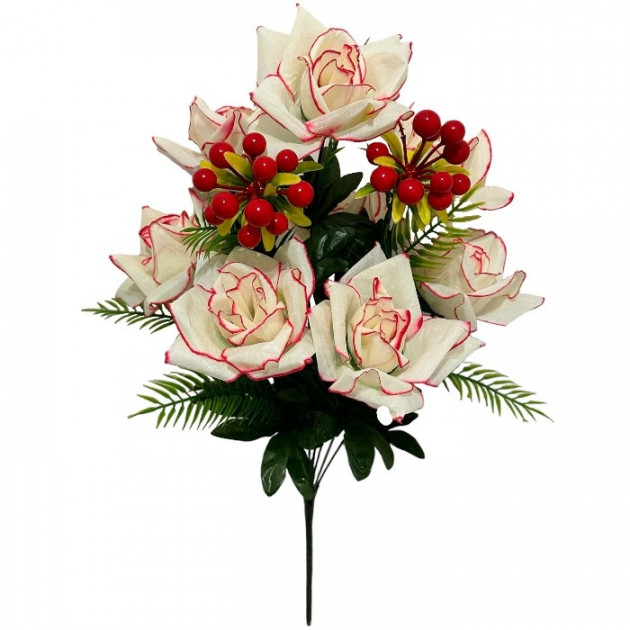 Искусственные цветы букет розы Калина красная, 57см  1025 изображение 4286