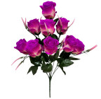 Искусственные цветы букет розы крупные с прожилками в бутоне, 70см  1029 изображение 1