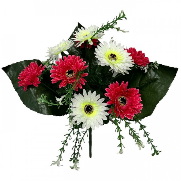 Штучні квіти букет айстри на великих листах, 36см 8077 зображення 4337
