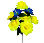 Штучні квіти букет троянд із дзвіночком серія Україна, 48см  0192 зображення 1