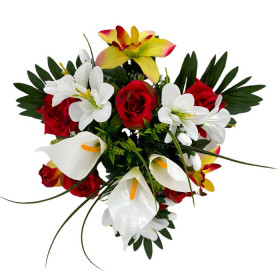 Искусственные цветы букет микс орхидеи, розы, каллы, 48см 330/Р изображение 4586