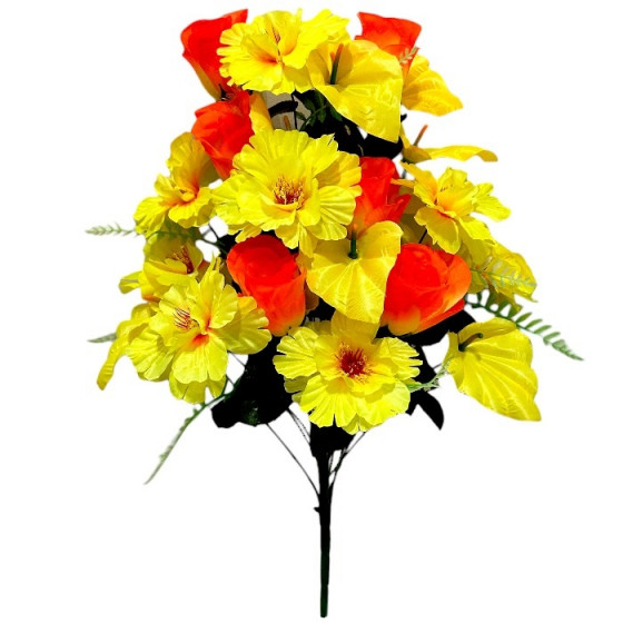 Искусственные цветы букет калл с гибискусом и бутонами, 62см 0183/Р изображение 2