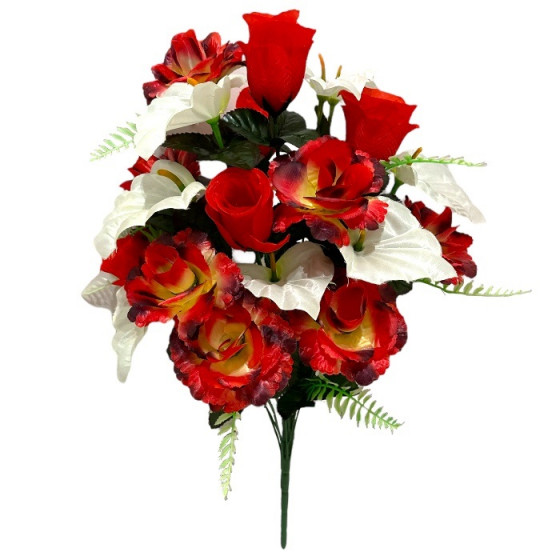 Искусственные цветы букет роз с каллами и бутонами, 63см 0182/Р изображение 2