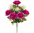 Искусственные цветы букет розы, артишоки , 60см  5019 изображение 1