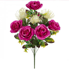 Искусственные цветы букет розы, артишоки , 60см  5019 изображение 3602