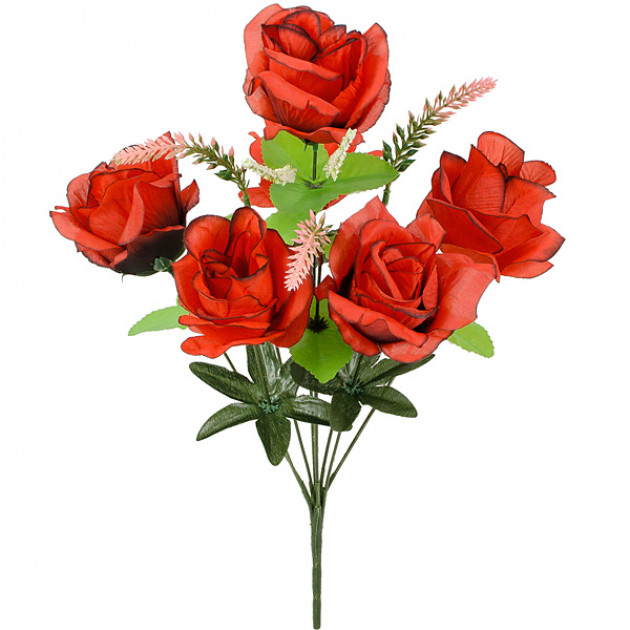 Искусственные цветы букет красных розочек Красотка, 45см   052/Р изображение 2182