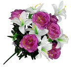 Искусственные цветы букет лилий и роз, 57см  771 изображение 1