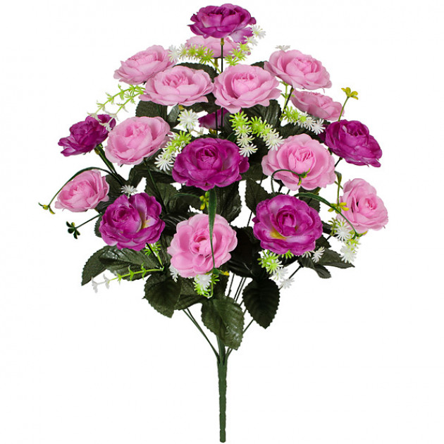 Штучні квіти букет троянди чайної мікс подвійний, 63см 6059 зображення 2496