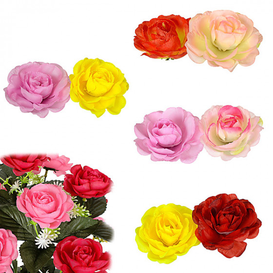 Искусственные цветы букет розы чайной микс двойной, 63см  6059 изображение 4